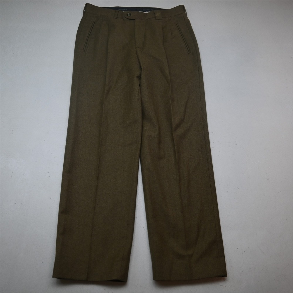 Rigoletto 32x30 Brown Wool Cashmere Flannel Pleated High Waist Dress Mens Pants